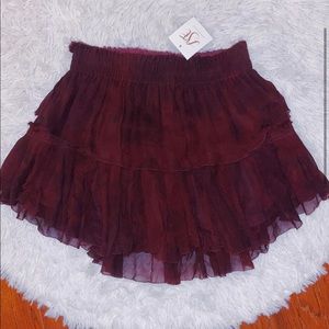 NWT LoveShackFancy Ruffle Mini Skirt in Eggplant